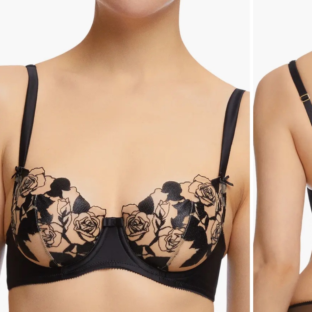 Elegant Black Floral Lace Bra by Dita Von Teese